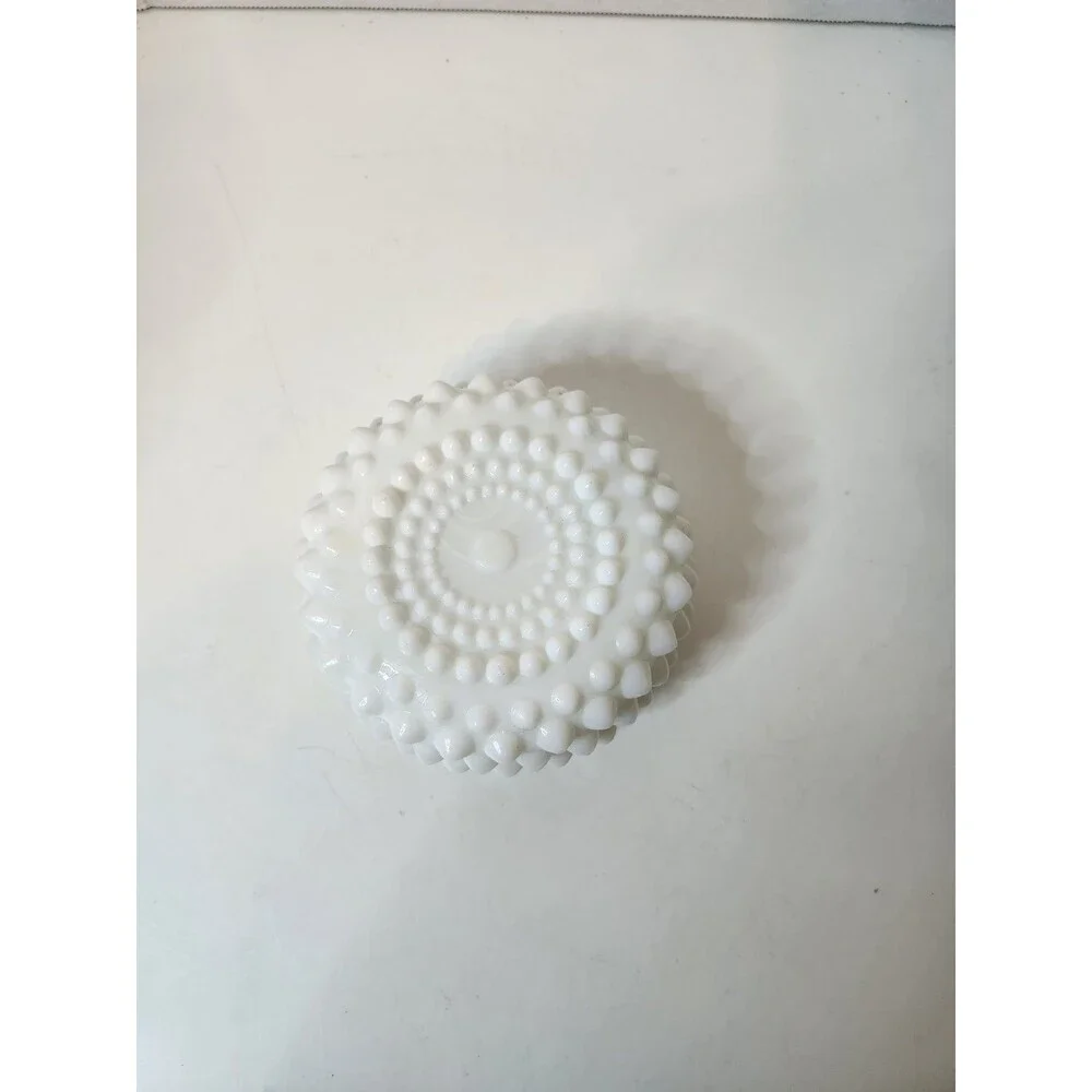 Hobnail White Milkglass Planter Tray Or Candy Dish Scalloped Edge